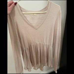 Long sleeve tan anthropologie top